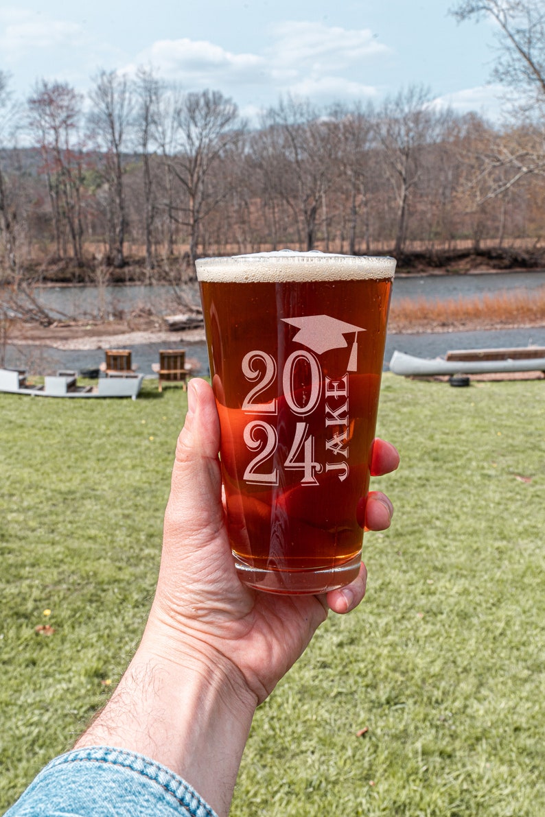 Graduation Gift, Personalized Pint Glass, College Graduation, Gift For Him, Class of 2024 Gift, Personalized Gift, Custom Beer Glass image 8