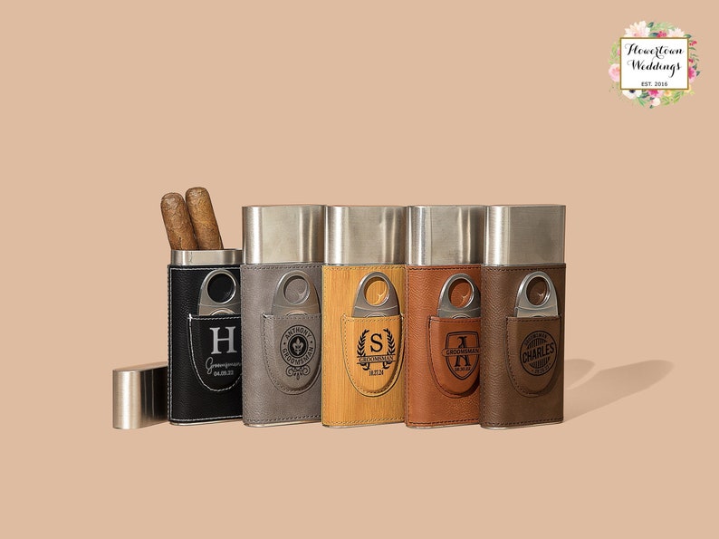 Personalized Cigar Case Cigar Holder with Cutter.