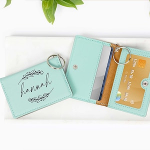 Tarjetero de llavero personalizado, regalo para mamá, regalo para ella, regalo de cumpleaños, regalo para hija, titular de la identificación, llavero para mujer