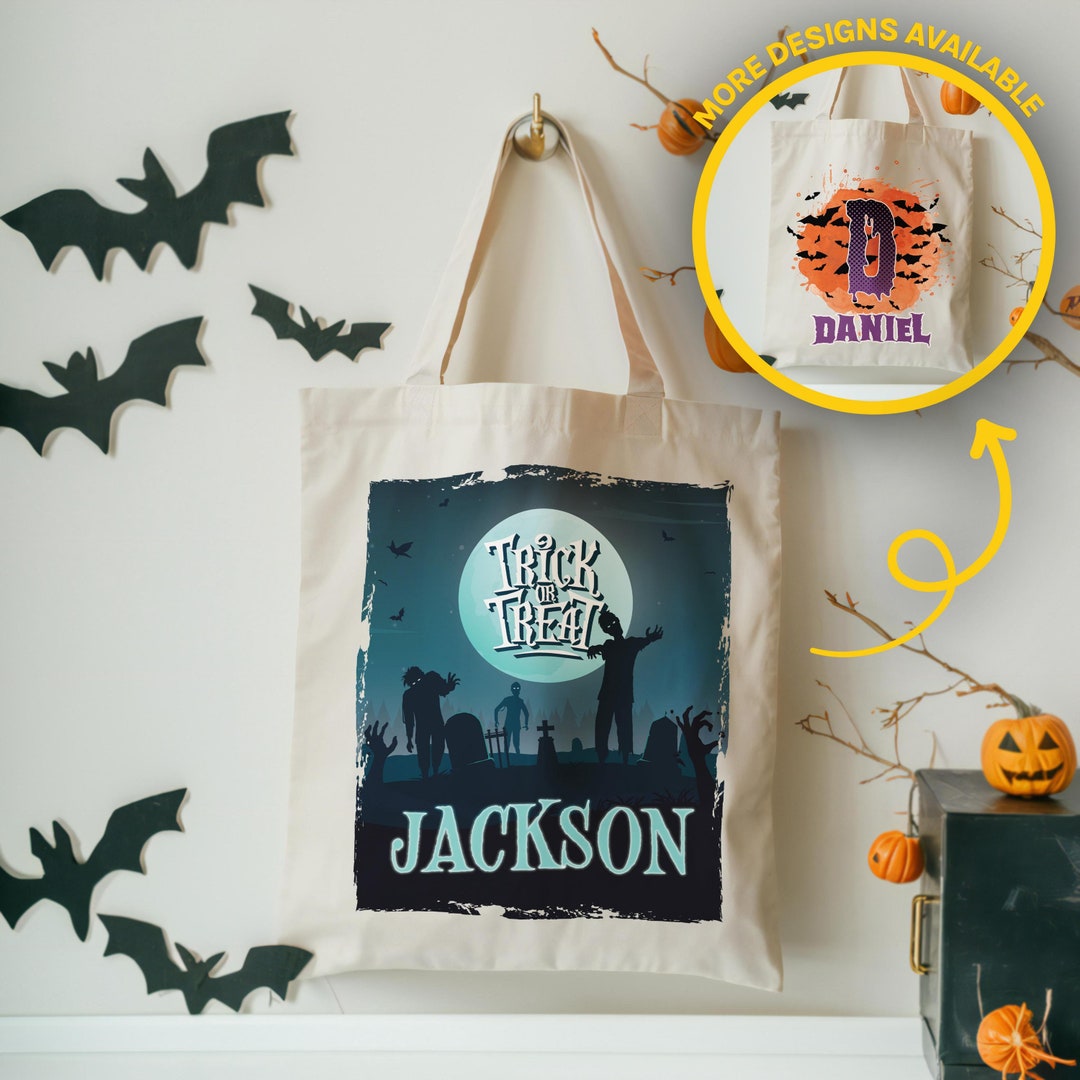Custom Trick or Treat Bag for Kids, Personalized Halloween Tote Bag ...