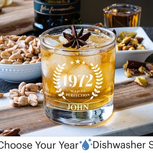 Personalized Birthday Glass – Choose Your Year, Whiskey Glass, Bourbon Glass, Gift For Dad, Gift For Him, Husband Birthday Gift, Unique Gift