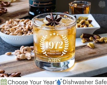 Personalized Birthday Glass – Choose Your Year, Whiskey Glass, Bourbon Glass, Gift For Dad, Gift For Him, Husband Birthday Gift, Unique Gift