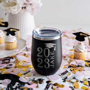 Graduation Gift, Personalized Graduation Gift, Stemless Wine Tumbler, Class of 2023, Custom Wine Glass, College Graduation, Masters Degree image 8