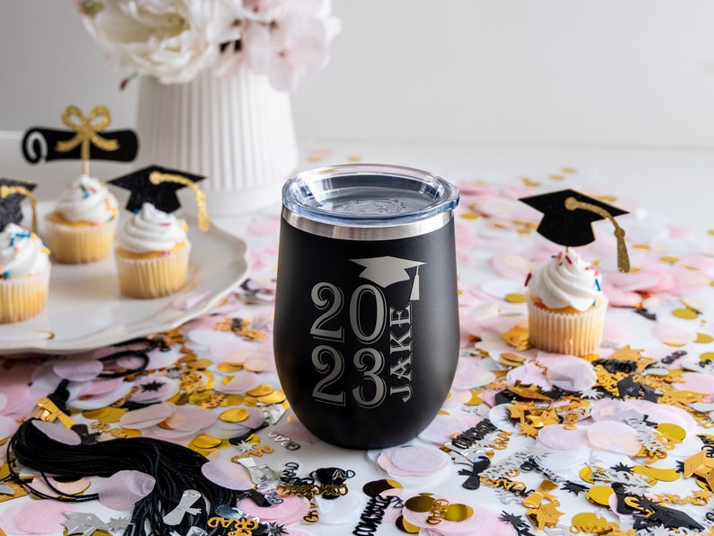 Graduation Gift, Personalized Graduation Gift, Stemless Wine Tumbler, Class of 2023, Custom Wine Glass, College Graduation, Masters Degree image 8