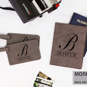 Passport Holder and Luggage Tag Gift Set, Personalized Passport Holder Set, Engraved Passport Holder, Travel Gift, Luggage Tag Gift, Custom