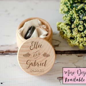 Custom Wedding Ring Box, Wooden Ring Box, Wedding Gift, Ring Bearer Box, Engraved Wooden Box, Custom Names Ring Box, With This Ring Box image 1