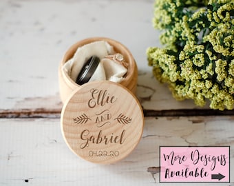 Custom Wedding Ring Box, Wooden Ring Box, Wedding Gift, Ring Bearer Box, Engraved Wooden Box, Custom Names Ring Box, With This Ring Box