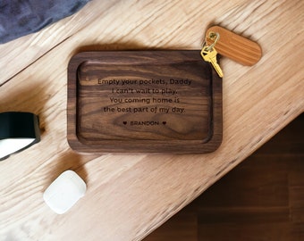 Empty Your Pockets Daddy Tray, Personalized Gift For Dad, Custom Valet Tray, Gift from Kids, Custom Gift For Father, Wood Tray, Tray For Key