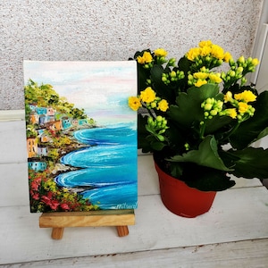 Amalfi coast painting Small Italy art Original oil painting Seascape painting Positano small art New apartment gift Small landscape