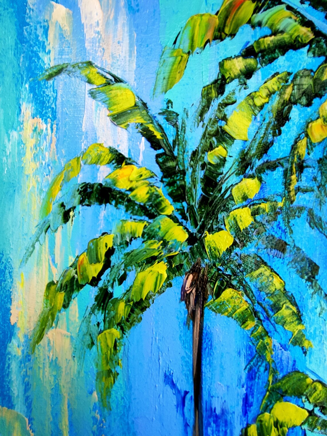 Abstract palm tree wall art impasto oil painting California Etsy