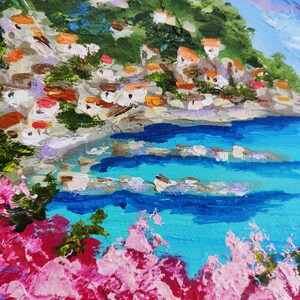 Amalfi coast painting Large oil painting Seaside artwork Italy wall art Coastal artwork Large canvas Italian painting Anniversary presents image 8