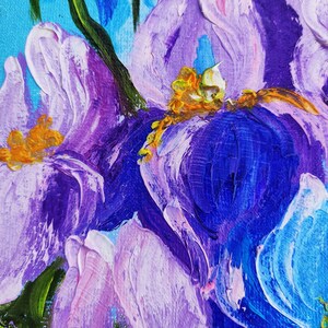 Iris Flowers Painting Impasto Artwork Meadow Flowers Still Abstract ...