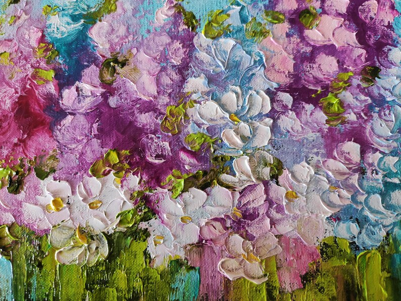 Flowers Oil Painting on Canvas Original Abstract Impasto Art Meadow ...