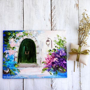 Fairy painting canvas Fairy nursery decor Mini oil painting Christmas presents Fairy art Palette knife Mini floral artwork Homemade painting