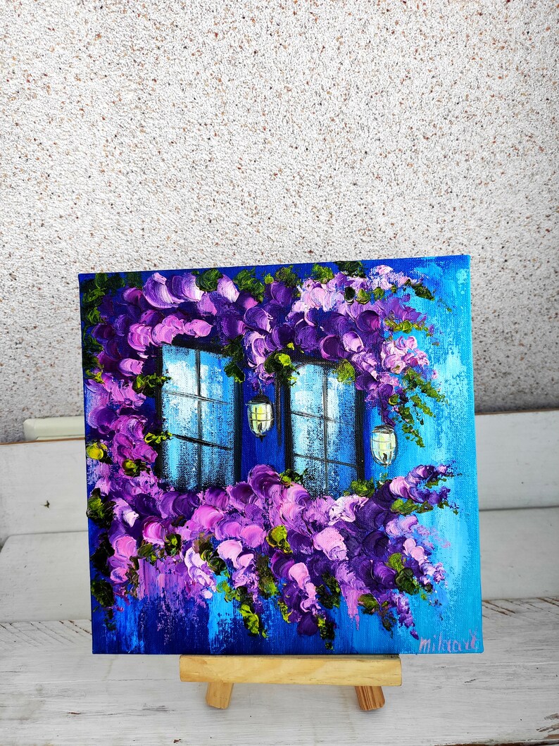 French Floral Landscape Original Oil Painting on Small Canvas Etsy
