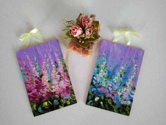 Meadow of Flowers Mini Canvas 4x4 Oil Painting by