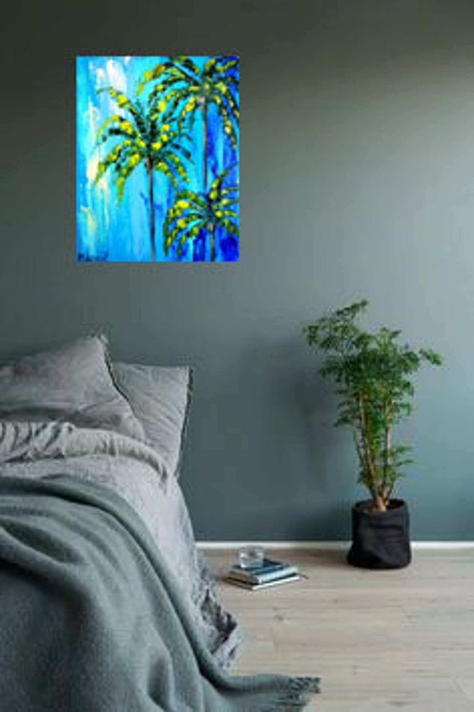 Abstract Palm Tree Wall Art Extra Large Painting Impasto Oil Etsy