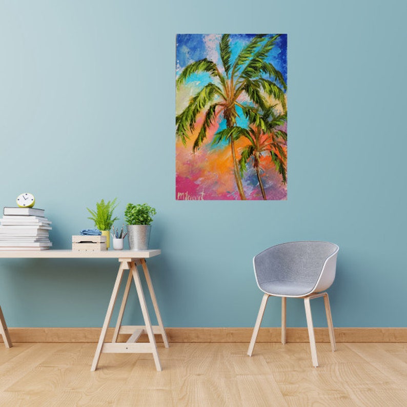 Large Palms Tropical Original Oil Painting on Canvas Extra Large ...