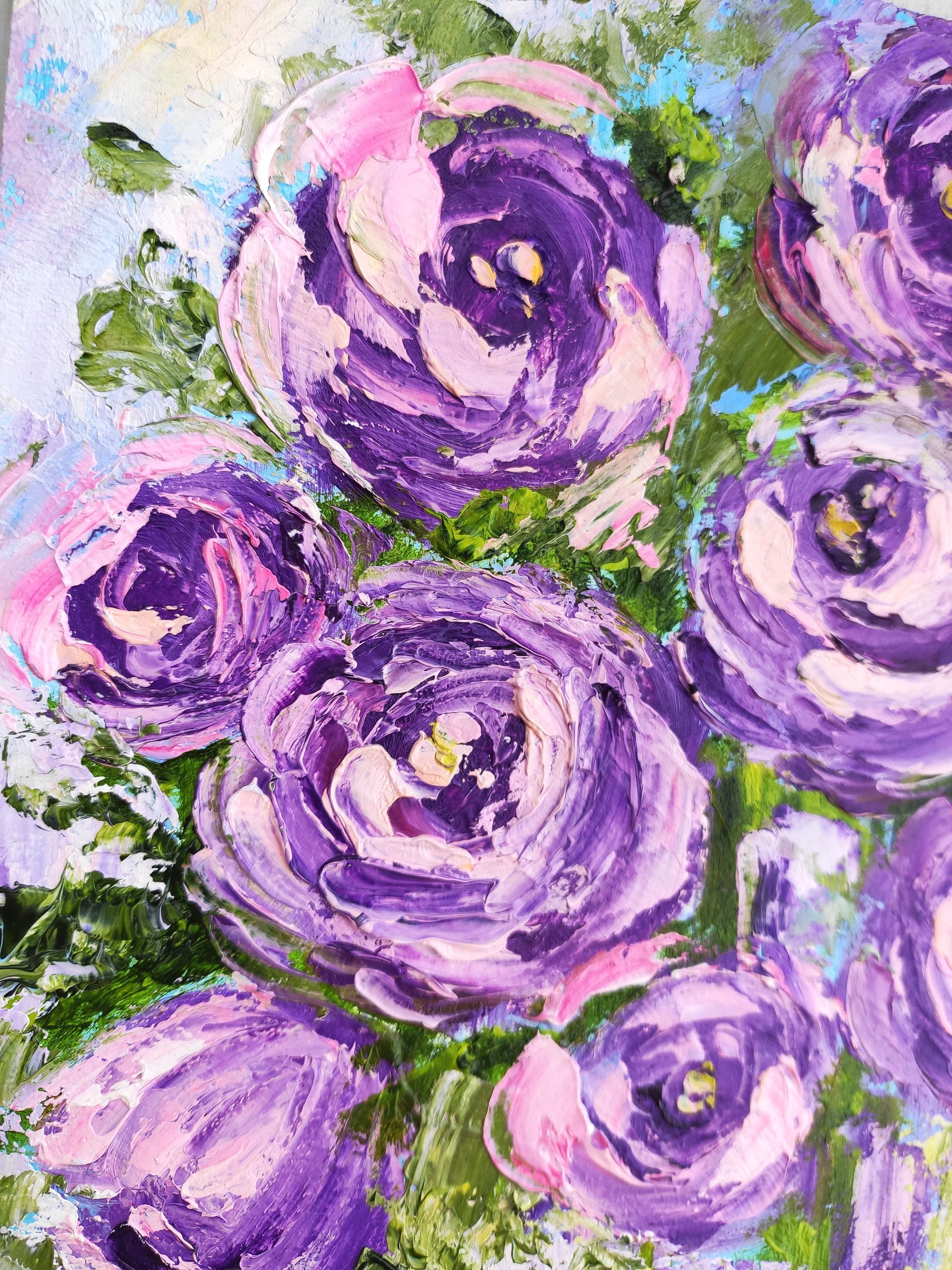 油絵 絵画【猫と紫の薔薇】 油絵 絵画【猫と紫の薔薇】