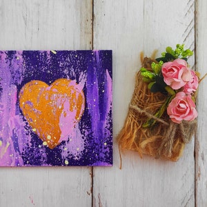 Gold abstract heart painting, I love you I know, gift for boyfriend, contemporary canvas art, homemade artwork, gift for him, textured art