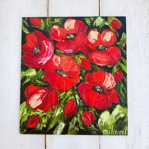 Mohnblumen Malerei Blumen Wandbild Impasto Rote Blumen Kunst Geschenk für Mutter Muttertagsgeschenk Hausgemachte Kunst von MilaPollyart