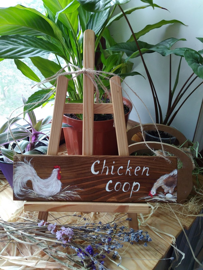 Chicken Coop Sign Chicken Decor Farm House Wooden Sign Outdoor Hanging Decor Funny Chicken Painting On Wood Kitchen Handmade Original Art