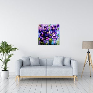 Purple Flower Wall Art Large Oil Painting on Canvas Oversize Textured ...