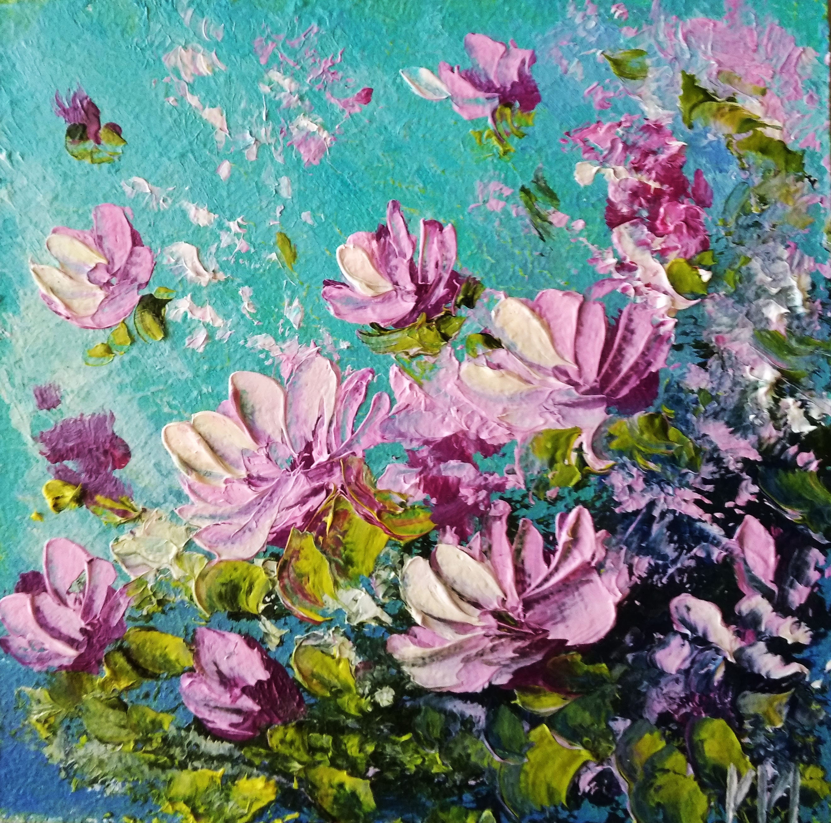 Large Floral Impasto Original Oil Painting on Canvas, Meadow Flowers ...