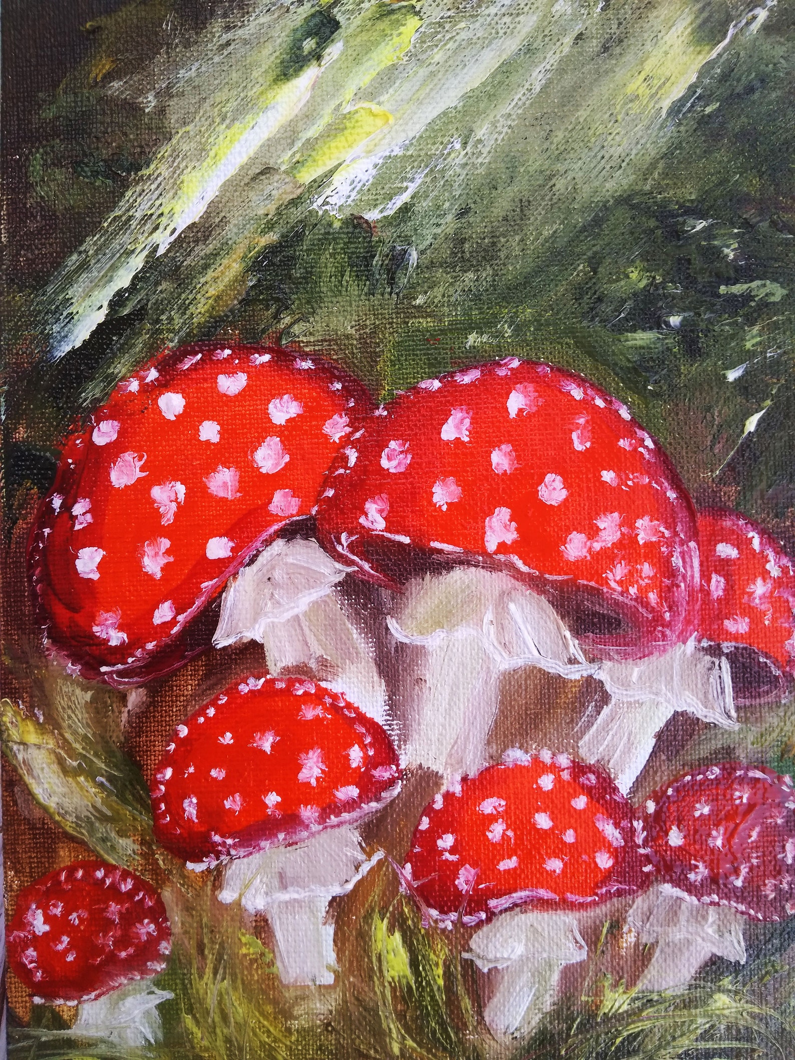 Mushroom mini art Cottagecore decor original oil painting on Etsy