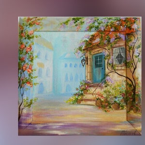French country original oil painting on canvas Countryside landscape France provence oil painting Country village artwork Lovely bedroom