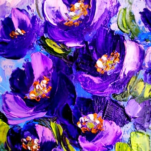Purple Flower Wall Art Large Oil Painting on Canvas Oversize Textured ...