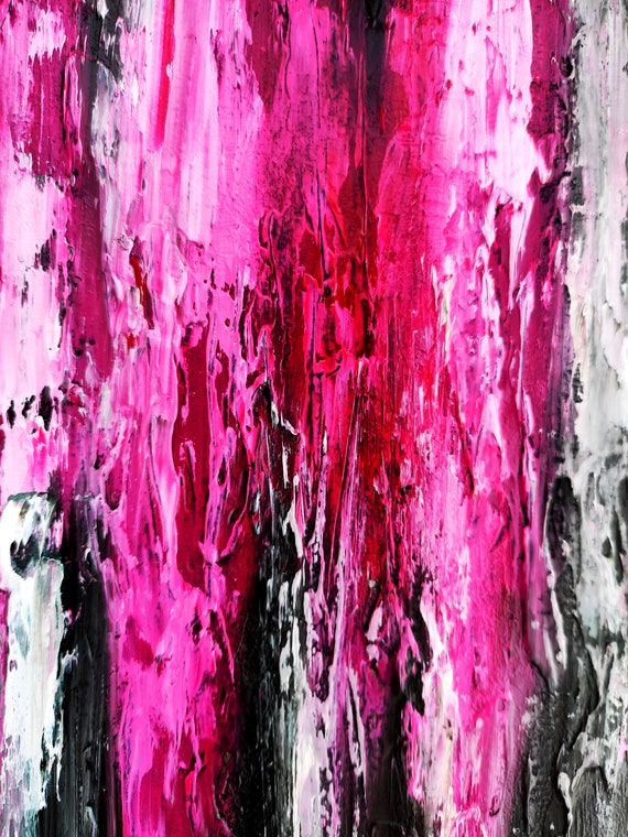 Silver Pink Mauve Black Abstract Painting Modern Art Abstract 