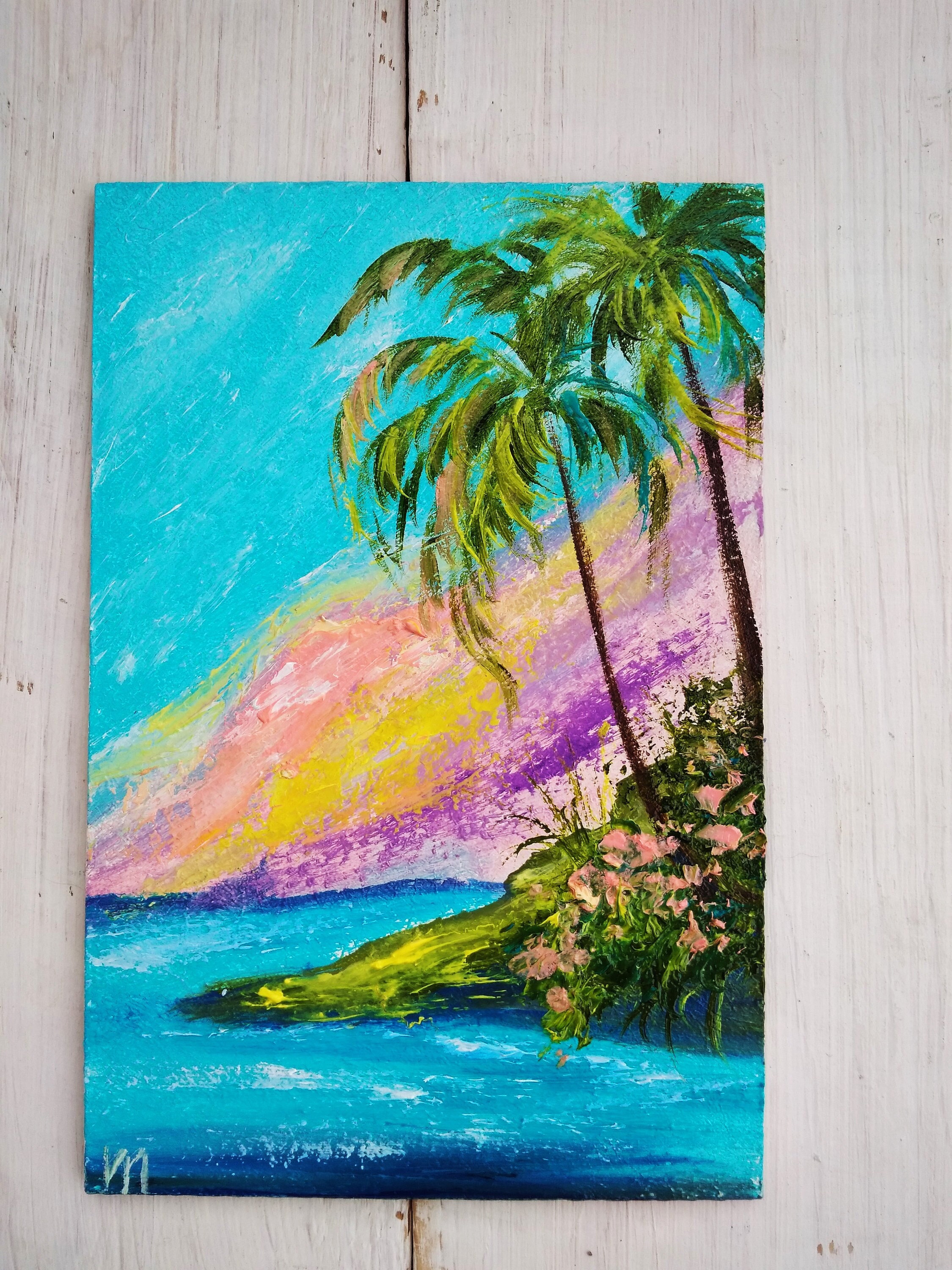 キャンバスプリントアート palm tree 絵画 額付き インテリア