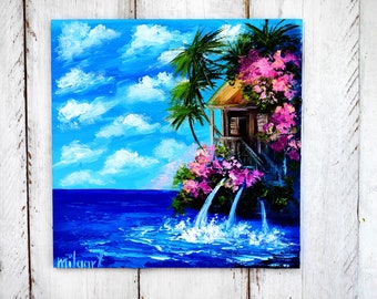 Hawaii painting House painting Tropical Impasto oil painting Apartment decor Paradise landscape Hawaiian art Birthday presents