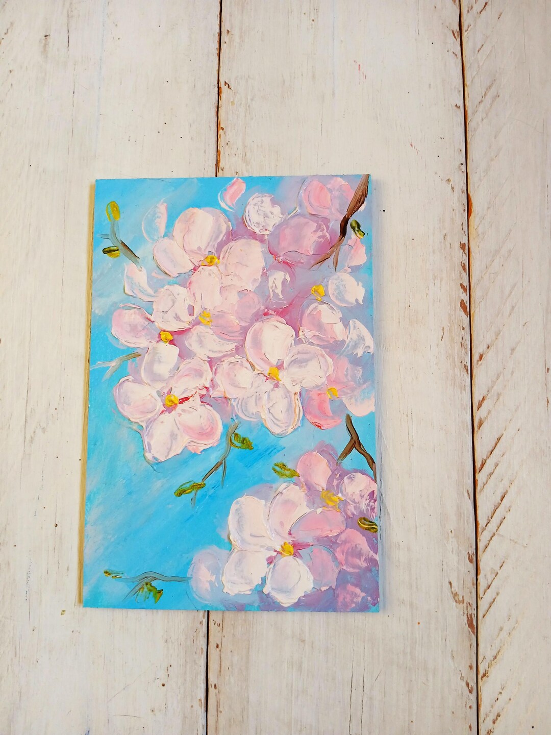 Cherry Blossom Painting Impasto Original Oil Painting on Canvas Spring ...