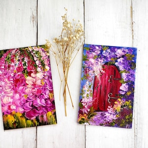 Set kleine Leinwand original Ölgemälde Blumen Geschenk Leinwand Grußkarten für ihr Geburtstagsgeschenk Floral Mini Leinwand Reizender Gruß Malerei