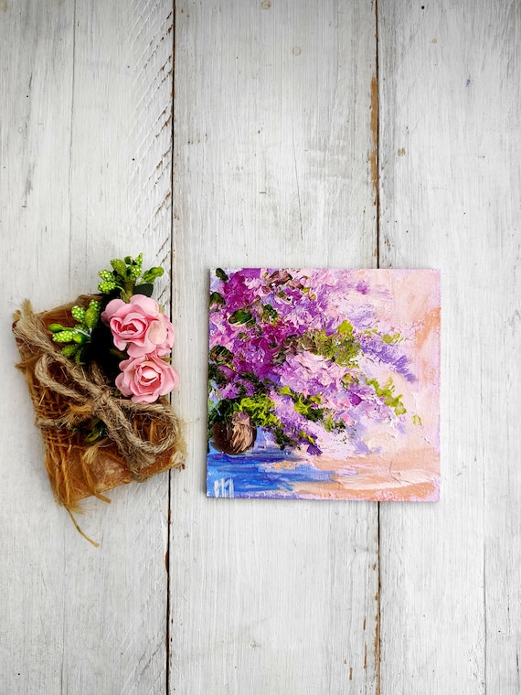 Meadow of Flowers Mini Canvas 4x4 Oil Painting by