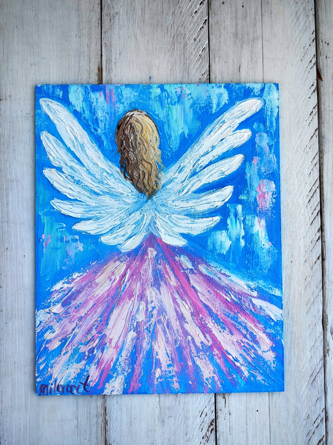Angel Painting Textured Angel Wings Painting Impasto Oil Painting on