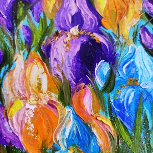 Original Iris Painting, Impasto Flowers Art, Oil Painting on Canvas ...