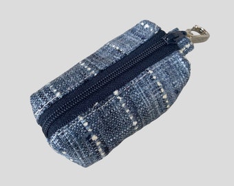 Textured Indigo Dog Poop Bag Holder| Dispenser| Handmade Leash Bag