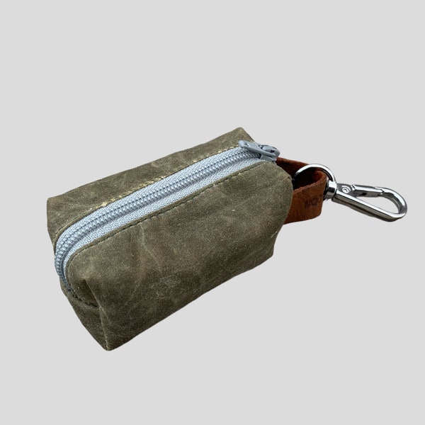Waxed Dog Poop Bag Holder for Leash| Pet Pouch  | Modern Leash Bag | Waxed Canvas Bag| The Fremont| Olive, Cider Colors