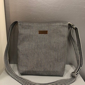 Railroad Stripe Crossbody Bag Shoulder Bag Handmade Medium size Bag image 1