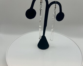 These are modern clear glass earrings.