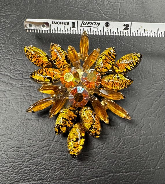 Vintage Mid-Century Costume Brooch: Czech Rhinest… - image 3