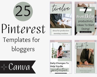 Pinterest Templates For Bloggers - Sage Edition On Canva