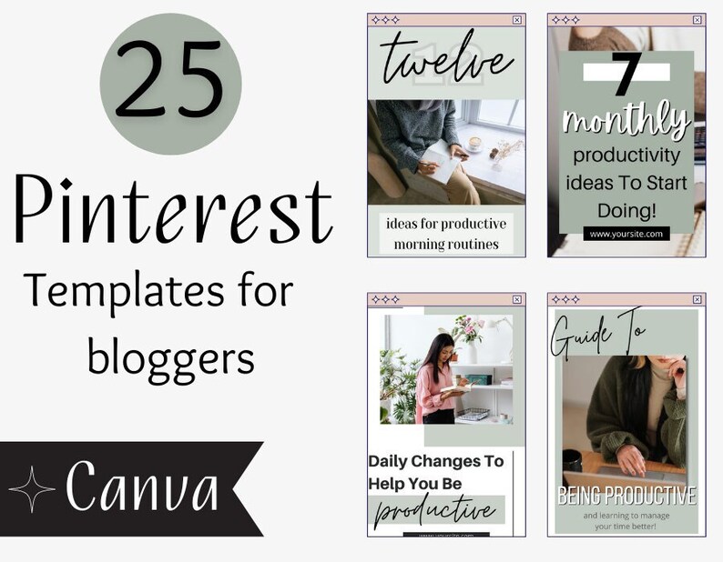 Pinterest Templates For Bloggers Sage Edition On Canva image 1