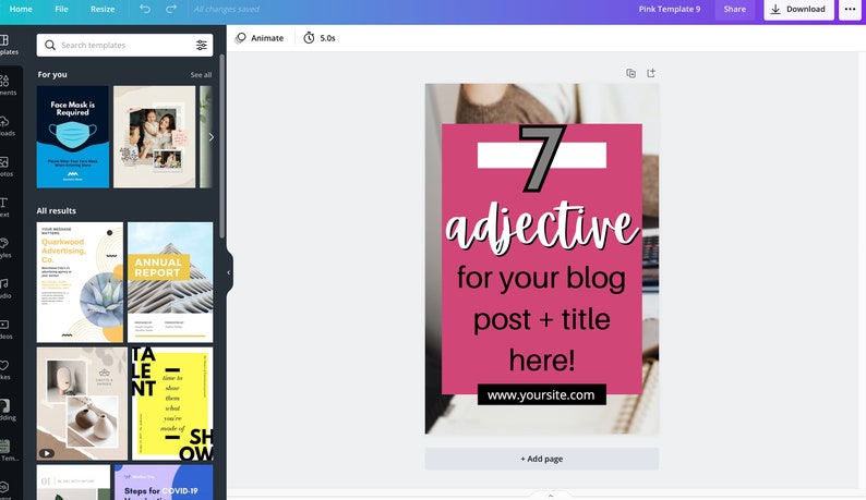 Pinterest Templates For Bloggers Pink Edition On Canva image 3