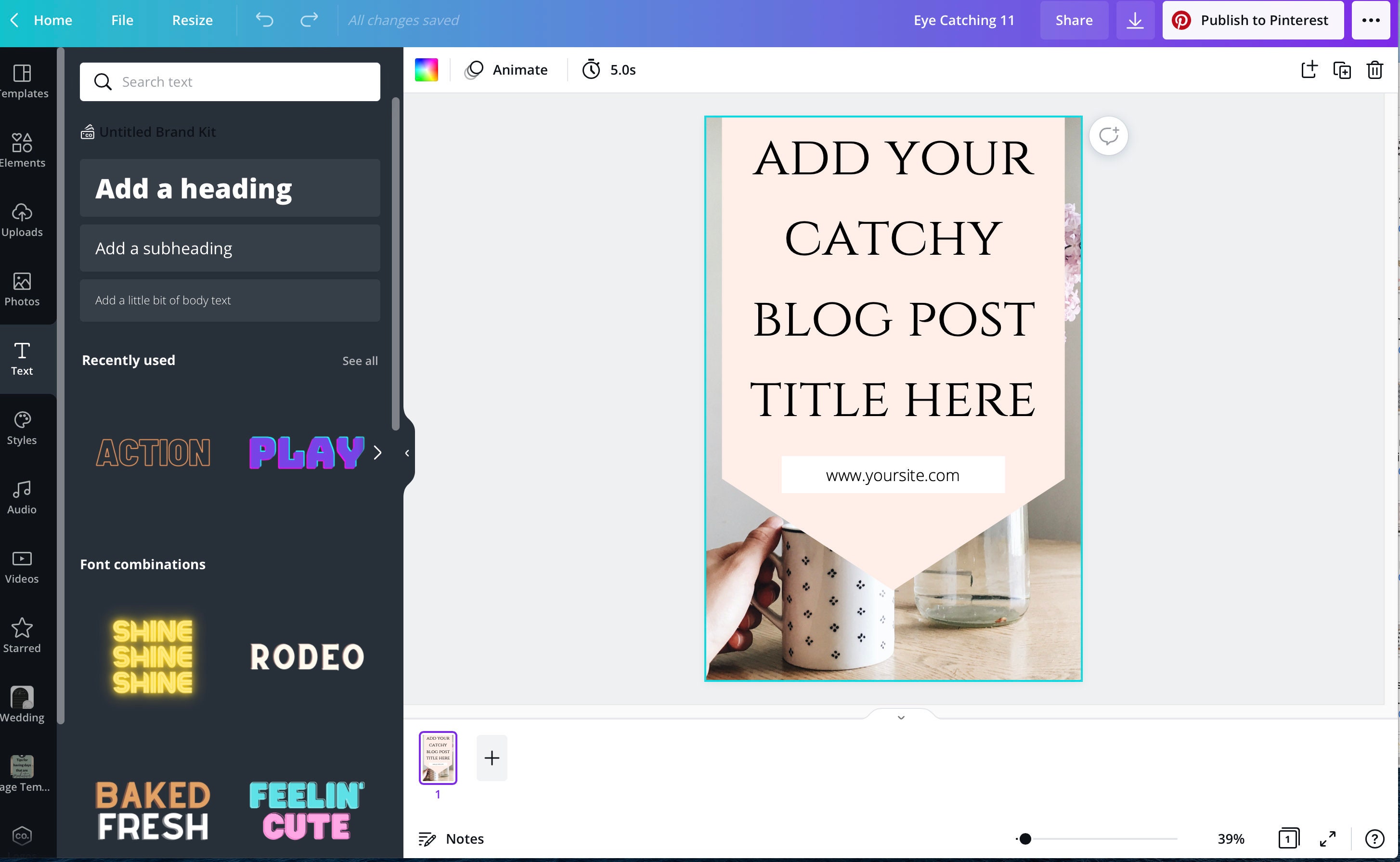 Eye Catching Pinterest Templates for Bloggers - Editon Canva - Etsy