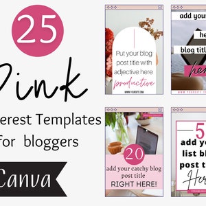 Pinterest Templates For Bloggers Pink Edition On Canva image 1