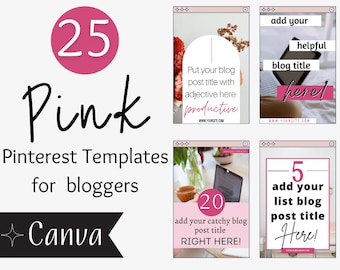 Pinterest Templates For Bloggers - Pink Edition On Canva
